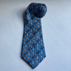 Blue Patterned Goalie Masks Men's Tie